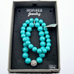 Turquoise Double Strand Turquoise Beaded Stretch Bracelet Western Cowgirl NWT